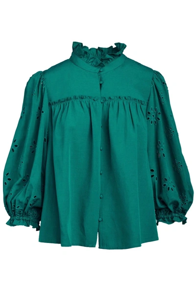 Crosby By Mollie Burch Worth Blouse In Dutch Green In Multi