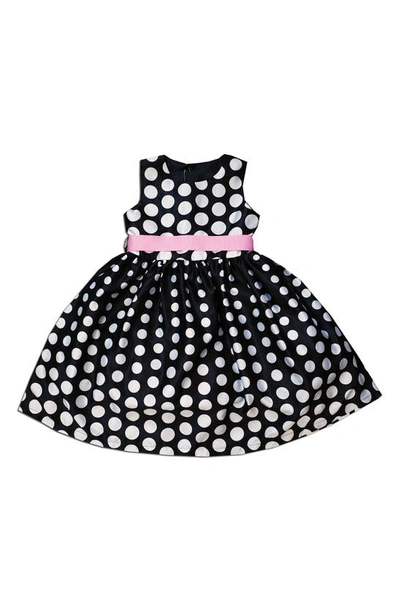 Joe-ella Kids' Polka Dot Satin Dress In Black