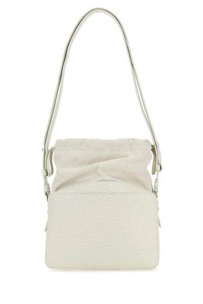 Shop Maison Margiela Woman Chalk Leather And Fabric 5ac Bucket Bag In White