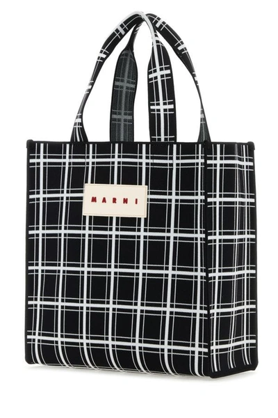 Shop Marni Man Embroidered Jacquard Shopping Bag In Multicolor