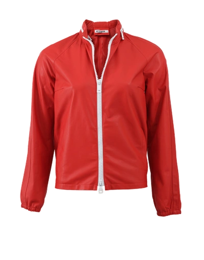 Shop Jil Sander Alfa Leather Bomber Jacket In Red