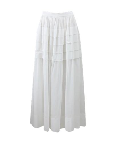 Shop Michael Kors Tiered Maxi Skirt In White