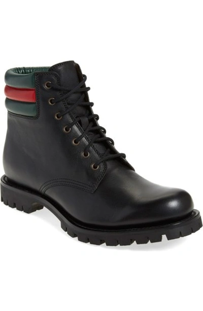 Shop Gucci 'marland' Plain Toe Boot (men) In Nero Leather