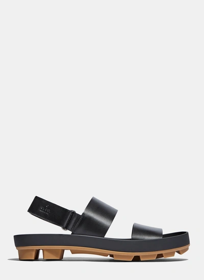 Gucci Men's Leather Two Strap Sandals In Black