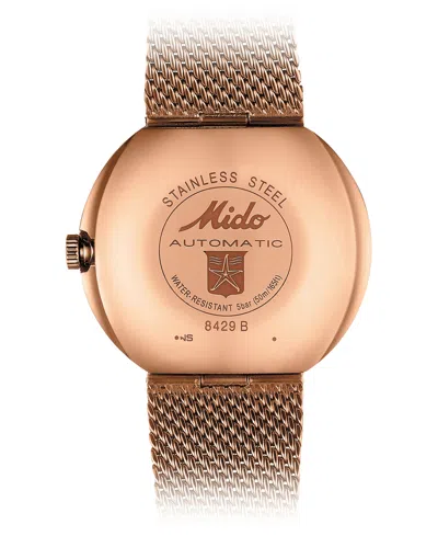 Mido Commander Shade Mesh Strap Watch In Rose Gold