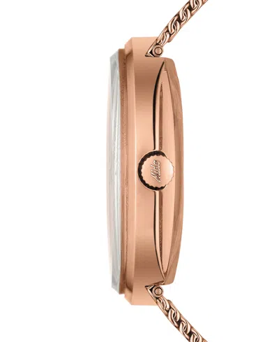 Mido Commander Shade Mesh Strap Watch In Rose Gold