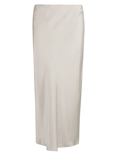 Shop Brunello Cucinelli Plain Long Skirt In Off White