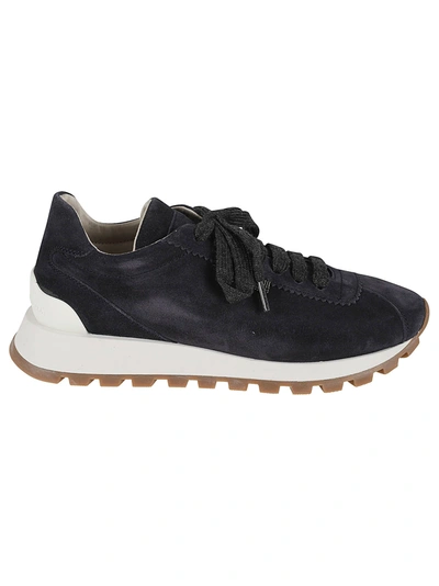 Shop Brunello Cucinelli Low-top Laced Sneakers In Night Blue