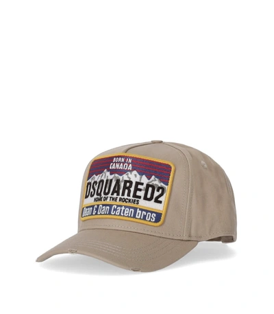 Shop Dsquared2 Beige Baseball Cap With Patch In Default Title