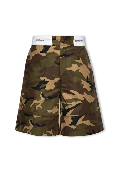 Shop Palm Angels Camo Shorts In Verde