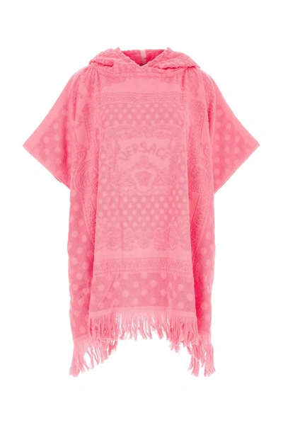 Shop Versace Pink Terry Fabric Poncho