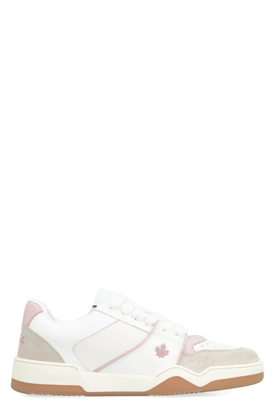 Shop Dsquared2 Spiker Leather Low-top Sneakers In Bianco
