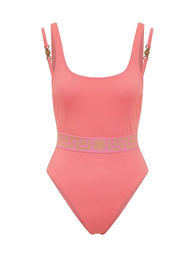 Shop Versace Medusa One-piece Swimsuit In Pink