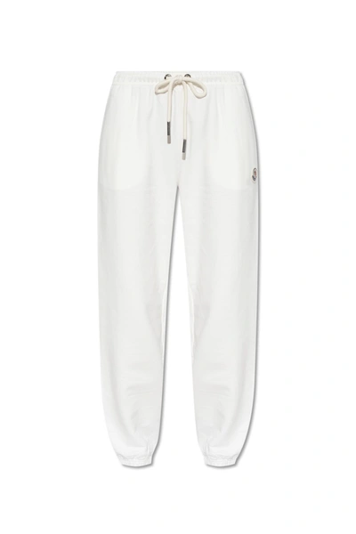 Shop Moncler Sweatpants With Logo Patch In White