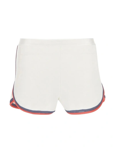 Shop Fendi Mirror Effect Logo Shorts In White