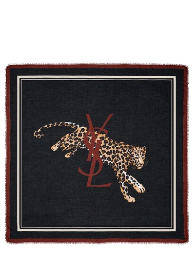 Shop Saint Laurent Square Scarf In Black