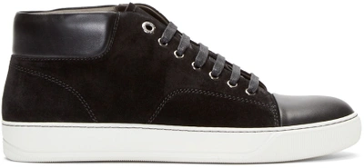 Lanvin Black Leather & Suede Mid-top Sneakers