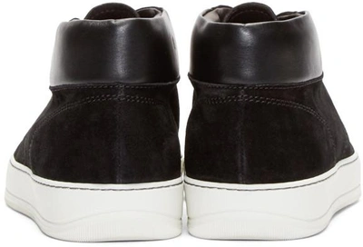 Shop Lanvin Black Leather & Suede Mid-top Sneakers