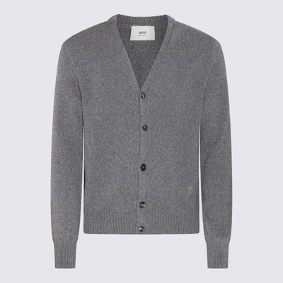 Shop Ami Alexandre Mattiussi Ami Paris Grey Cashmere And Wool Melange Cardigan