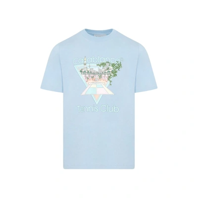 Shop Casablanca Tennis Club Icon Pastelle T-shirt Tshirt In Blue