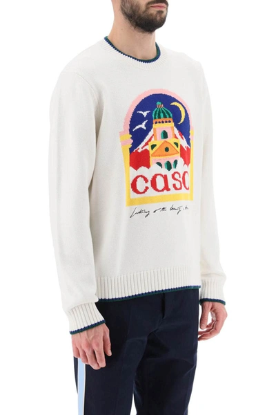 Shop Casablanca Sweater With Casa Inlay In White