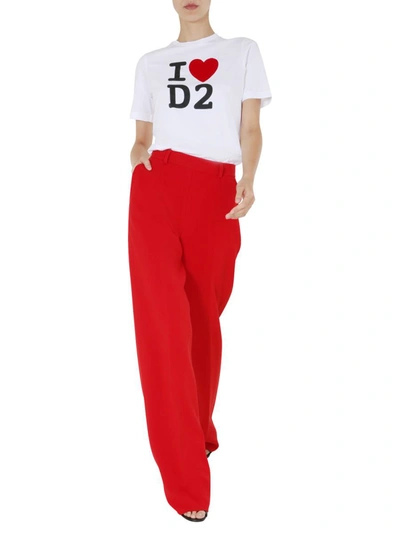 Shop Dsquared2 High Waist Trousers In Red