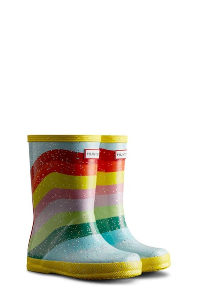Shop Hunter First Classic Nebula Waterproof Rain Boot In Bleached Blue/ Red Tang