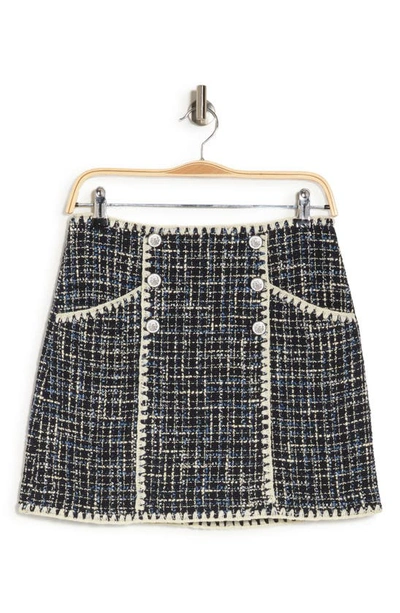 Shop Veronica Beard Medford Tweed Cotton Blend Miniskirt In Navy Multi