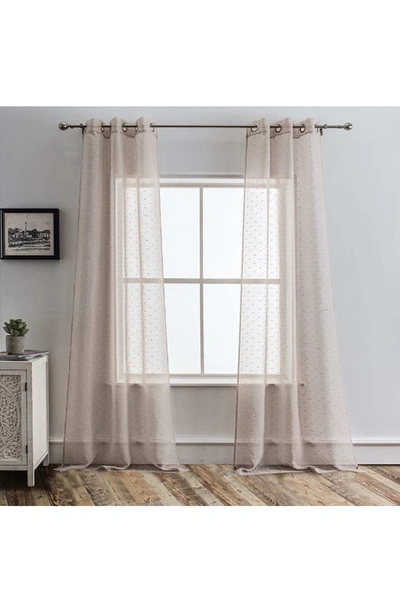 Shop Dainty Home Ribbons Set Of 2 Sheer Panel Curtains In Linen