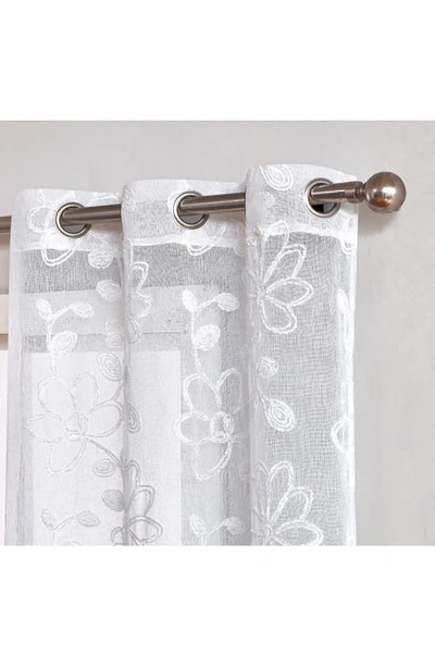 Shop Dainty Home Rita Floral Set Of 2 Sheer Panel Curtains In White