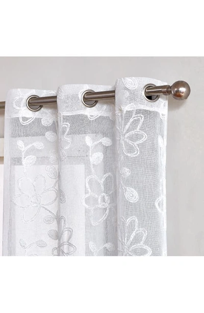 Dainty Home Rita Floral Set Of 2 Sheer Panel Curtains In White