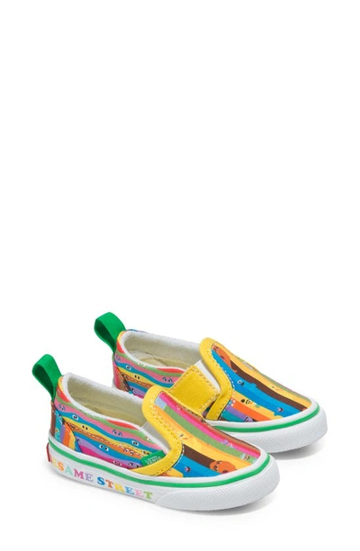 Shop Vans Kids' X Sesame Street Slip On Sneaker In Yellow Multi