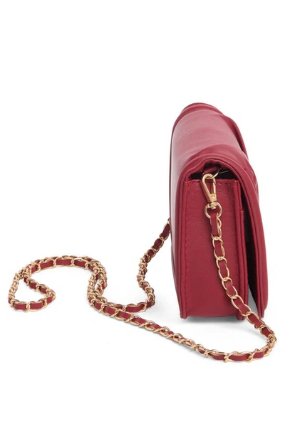 Shop Badgley Mischka Small Pleat Crossbody Bag In Brick Red