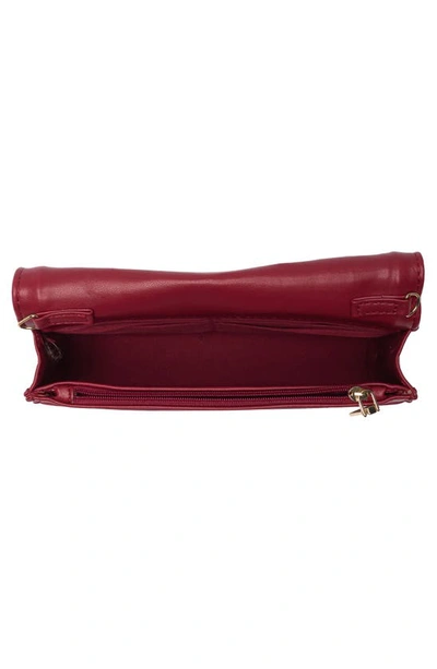 Shop Badgley Mischka Small Pleat Crossbody Bag In Brick Red