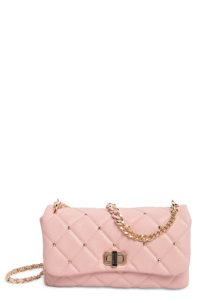 Shop Badgley Mischka Medium Diamond Quilt Flap Crossbody Bag In Blush