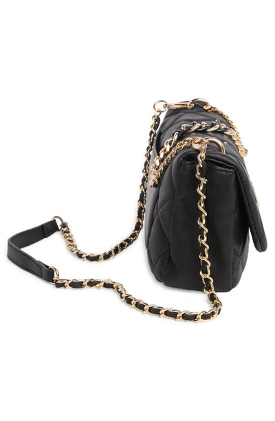 Shop Badgley Mischka Medium Diamond Quilt Flap Crossbody Bag In Black