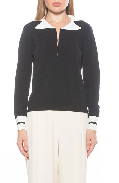 Shop Alexia Admor Wyatt Long Sleeve Knit Sweater Top In Black