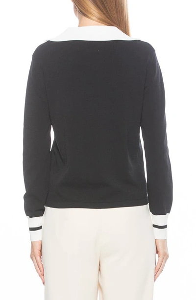 Alexia Admor Wyatt Long Sleeve Knit Sweater Top In Black