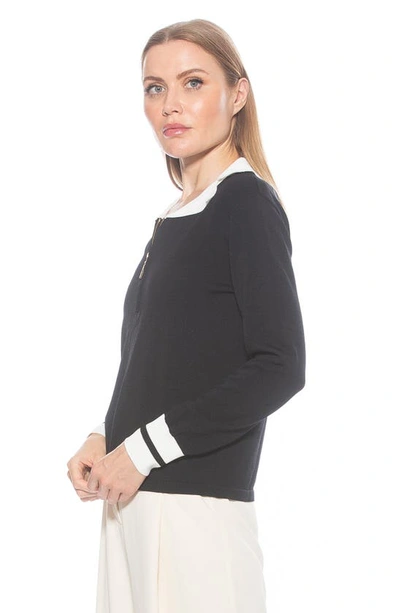 Alexia Admor Wyatt Long Sleeve Knit Sweater Top In Black