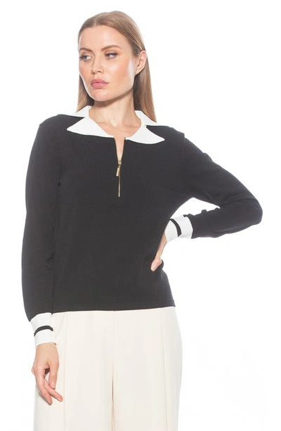 Alexia Admor Wyatt Long Sleeve Knit Sweater Top In Black