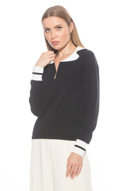 Alexia Admor Wyatt Long Sleeve Knit Sweater Top In Black