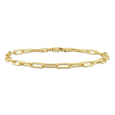 Mimi & Max Fancy Paperclip Chain Bracelet In Yellow Plated Sterling Silver - 7 In In Gold