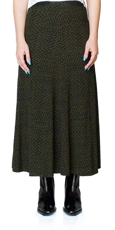 Shop Beaufille Curie Tiled Chevron Knit Skirt In Black/green In Multi