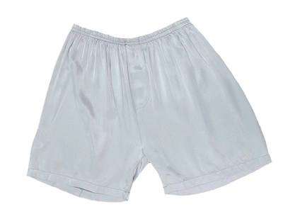 Pj Harlow Adam Satin Boxer With Faux Fly In Dark Silver In Multi