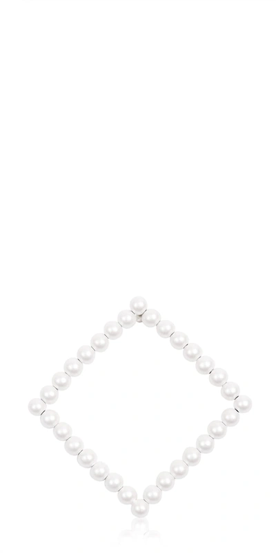 Shop Maison Margiela Oversized Faux Pearl Earring In White