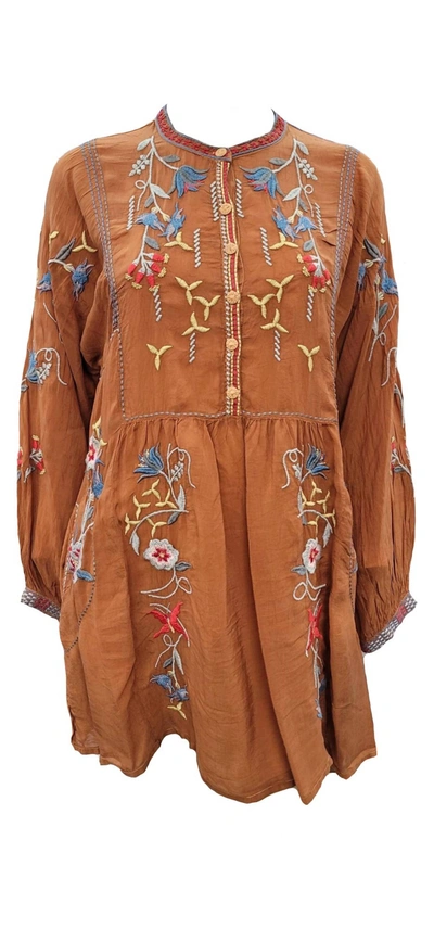 Johnny Was Dixie Tunic Top In Almond In Pink