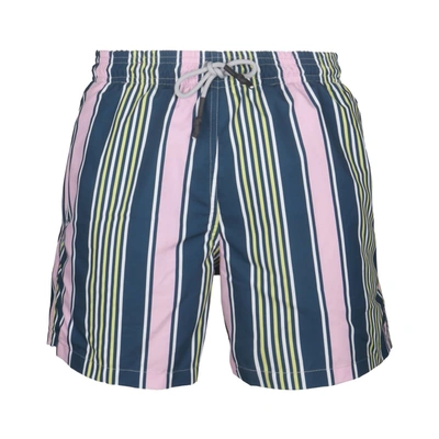 Shop Steam Beachwear Mixed Swim Trunk In Blue/pink Stripes In Multi