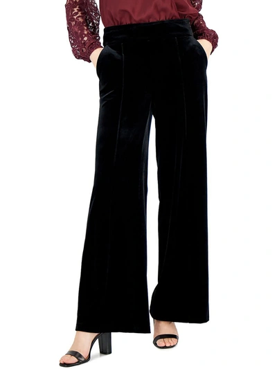 Shop Calvin Klein Whitney Womens Velvet Evening Wide Leg Pants In Black