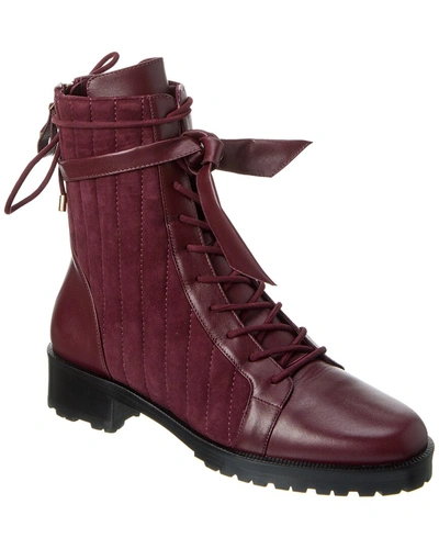 Shop Alexandre Birman Clarita Quilted Suede & Leather Combat Boot In Red