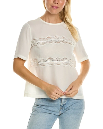 Shop Rebecca Taylor Lace Silk T-shirt In White